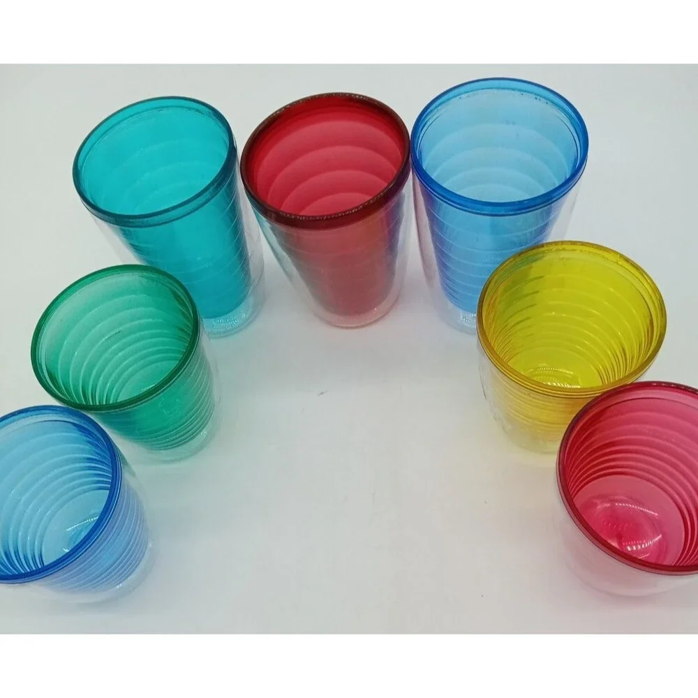 Vintage Connoisserve 7 Multicolor Retro Plastic Double Insulted Tumblers